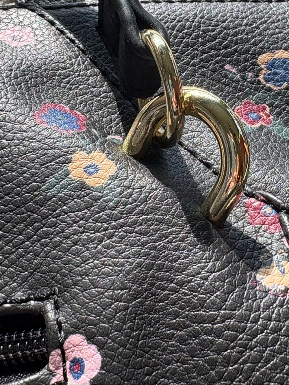 Nicole by Nicole Miller Black Floral Shoulder Bag with Pink & Blue Accents - Picture 7 of 12